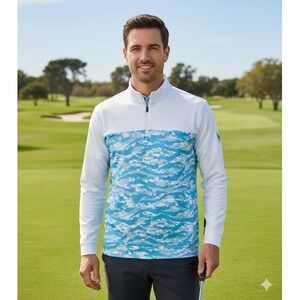 PUMA x Volition Cavu Golf Quarter Zip – Men's XXL, Camo Blue, Style‎ 598805-01